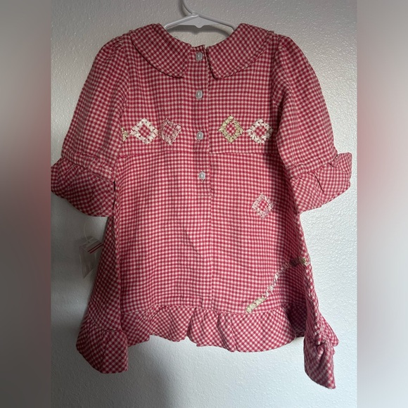 Little girl’s Garnett Hill gingham dress. Flannel. Size 12 months. New. Pink. - Picture 3 of 6